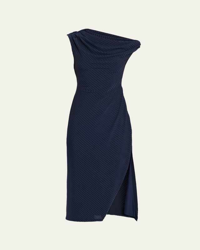 Benja Ribbed Asymmetric Midi Dress